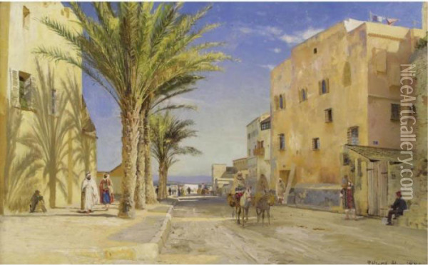 Street In Algiers Oil Painting - Peder Mork Monsted