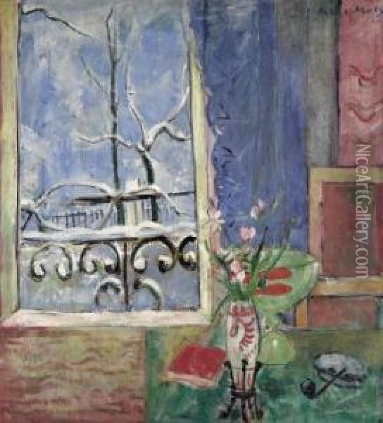 Window Oil Painting - Oskar Moll