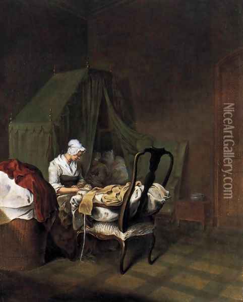 The Lying-in Room (2) Oil Painting - Daniel Nikolaus Chodowiecki