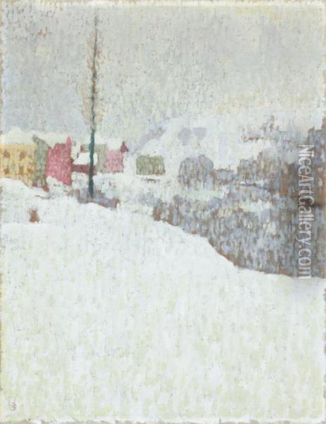 Giorno Di Neve. - Wintertag. - Stampa Im Winter Oil Painting - Giovanni Giacometti