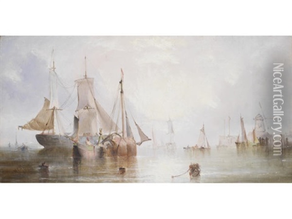 Hauling In The Nets Oil Painting - William Adolphus Knell