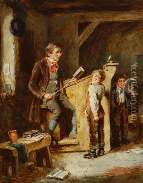 The Schoolmaster's Reprimand Oil Painting - Mark W. Langlois