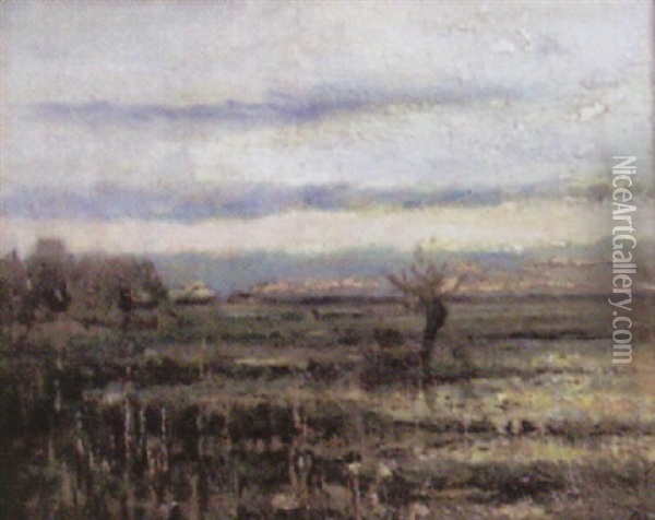 Wiesen- Und Moorlandschaft Oil Painting - Oskar Leu