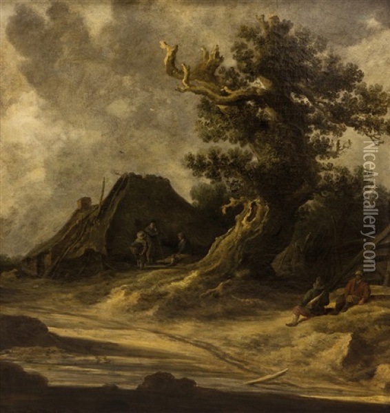 Eine Machtige Alte Wettereiche Oil Painting - Jan Josefsz. van Goyen