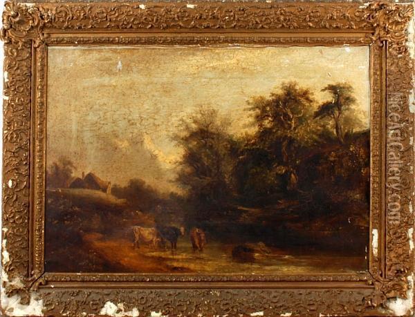 Landscape With Cattle Oil Painting - Thomas Gainsborough