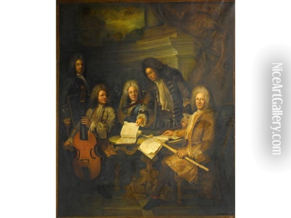 La Barre And Other Musicians Oil Painting - Andre Bouys