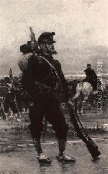 Soldier In Uniform Oil Painting - Alphonse Marie de Neuville