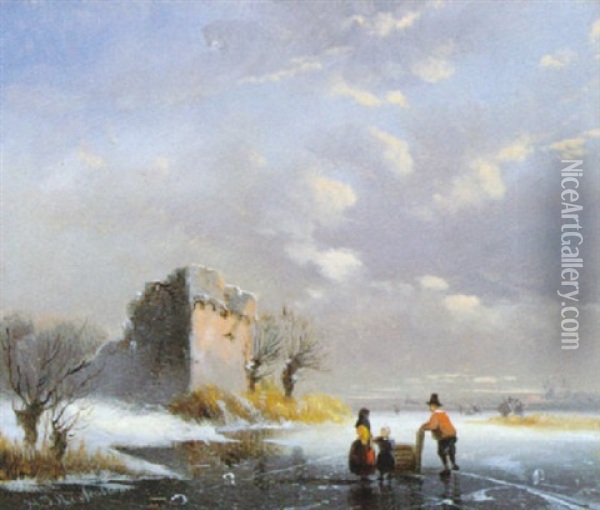 Wintergezicht Oil Painting - Nicolaas Johannes Roosenboom