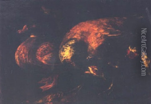 Barnyard Fowl Oil Painting - Melchior de Hondecoeter