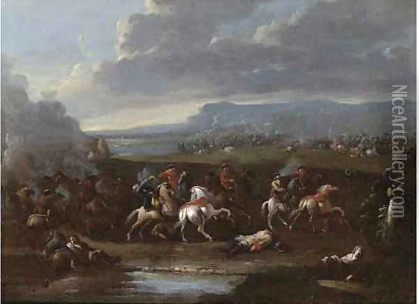 A cavalry skirmish Oil Painting - Karel Breydel