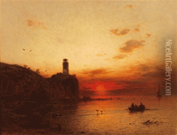 Sonnenuntergang Am Meer Oil Painting - Eduard Hildebrandt
