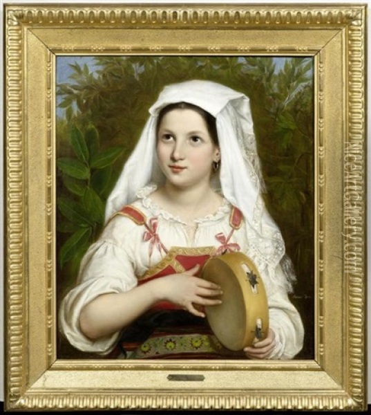 Portrait Einer Musizierenden Italienerin Oil Painting - Bianca Festa