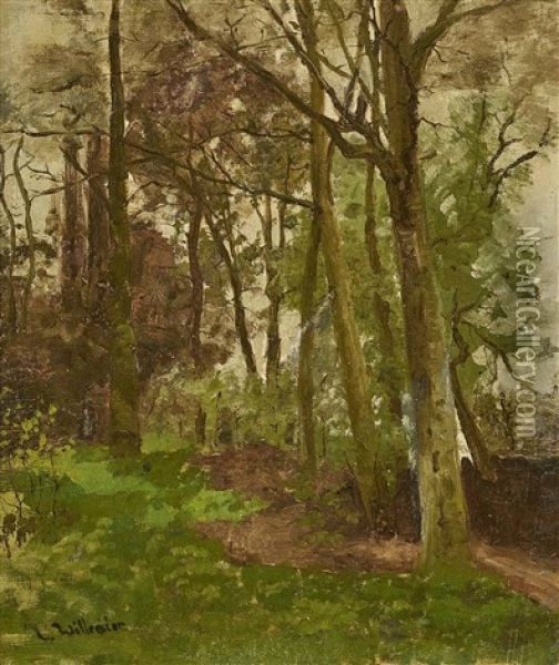 A Wooded Landscape Oil Painting - Ludwig Willroider