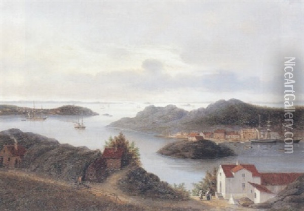 Udsigt Over Trondheim Oil Painting - Christian Martin Tegner