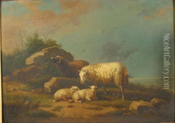 Landschap Met Schapen. Oil Painting - Eugene Joseph Verboeckhoven