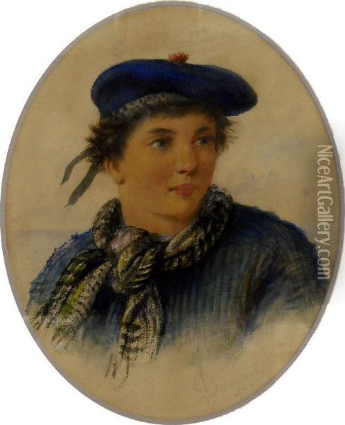 Bust Portrait Of A Scottish Fisher Boy Oil Painting - James Drummond