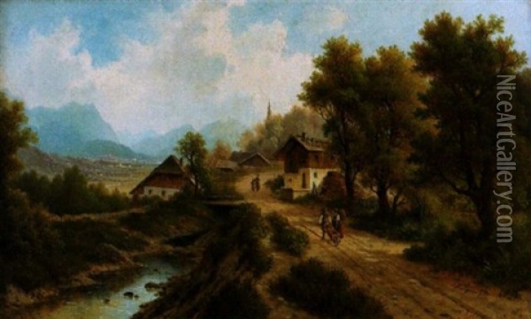 Aus Dem Bayrischen Hochgebirge Oil Painting - Josef Burgaritzky