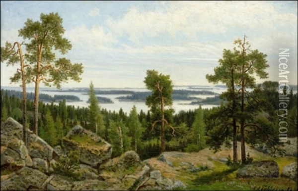 Jarvimaisema Oil Painting - Karl August Fahlgren