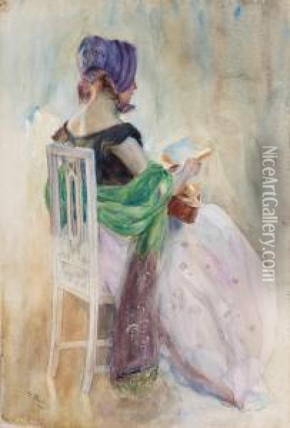 Reading Girl Oil Painting - Georg Pauli