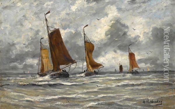Ships At Full Sea Oil Painting - Hendrik Willem Mesdag