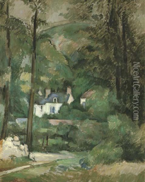 Maisons Dans La Verdure Oil Painting - Paul Cezanne