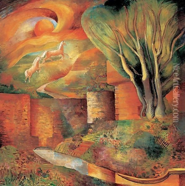 Landscape 1934 Oil Painting - Vilmos Perlrott-Csaba