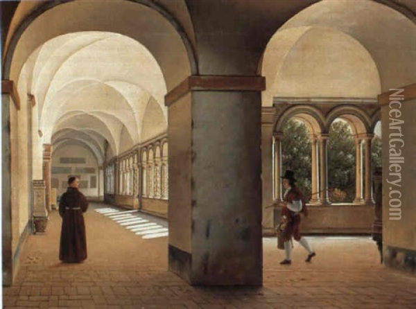 Klostergarden Ved San Paul. (st. Paulo Fuori Delle Mure,    Rom) Oil Painting - Christoffer Wilhelm Eckersberg