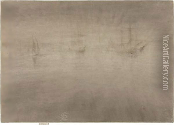 Nocturne Shipping Oil Painting - James Abbott McNeill Whistler