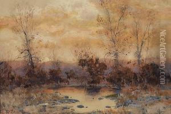 Sunset On The Marsh Oil Painting - Charles Partridge Adams