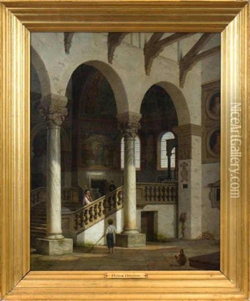 Interior Of St. Apollinare, Revenna Oil Painting - Heinrich Hanson