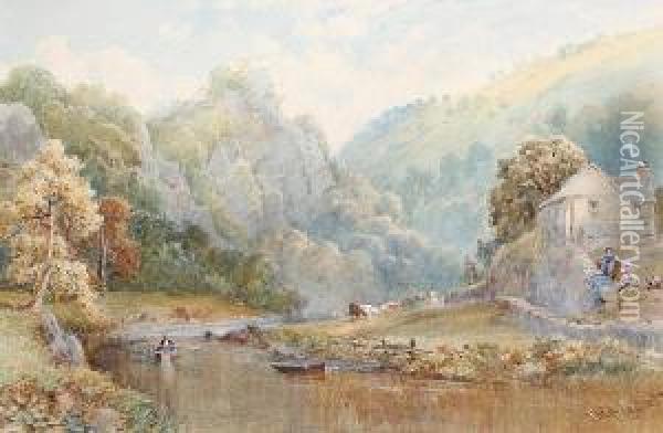 The Derwent At Matlock, Derbyshire Oil Painting - Philip Mitchell