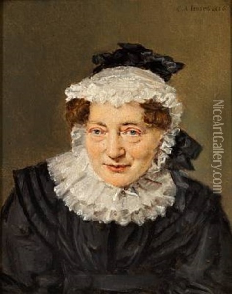 Portrait Of Elisabeth Christine Sophie Horrebow Nee Manthey Oil Painting - Christian Albrecht Jensen
