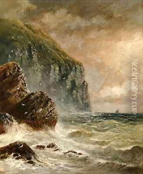 Seascape with Cliff Oil Painting - Lady Anne Blunt