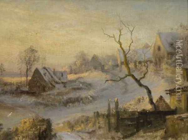 Winterliche Dorflandschaft Oil Painting - Theodor Christoph Schuez