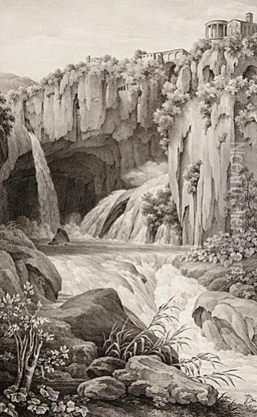 Die Grotte Des Neptun Zu Tivoli Oil Painting - Friedrich Rehberg