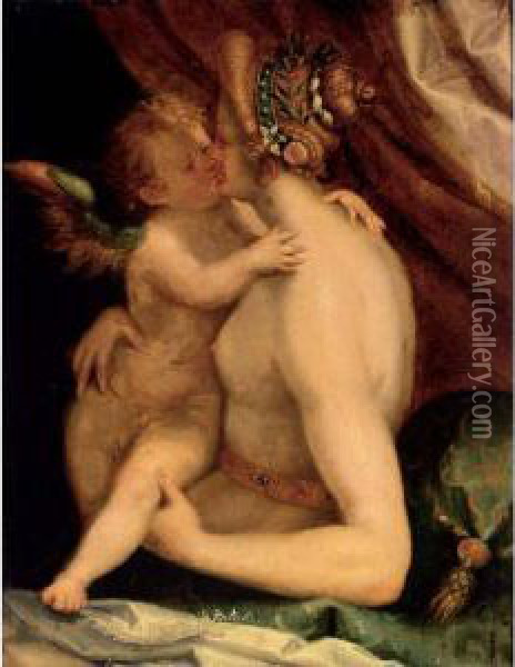 Venus And Cupid Oil Painting - Giovanni Battista Paggi