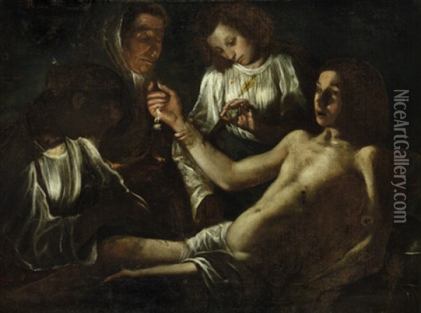 Der Heilige Sebastian Wird Von Irene Geheilt Oil Painting -  Caravaggio
