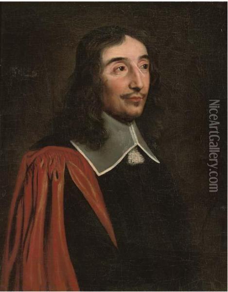Portrait Of A Gentleman, Bust-length, In A Red Gown Oil Painting - Philippe de Champaigne