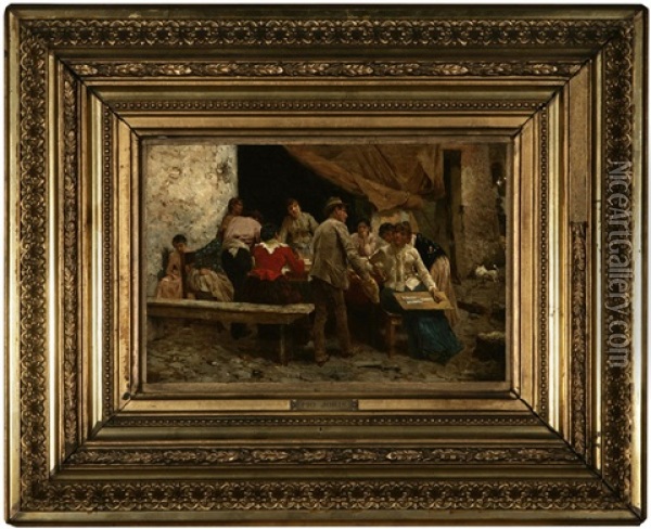 Fortune Teller And Figures At A Table Oil Painting - Pio Joris