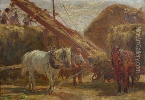 The Hayrick Oil Painting - William Hounsom Byles