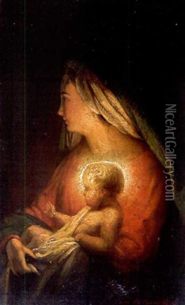 Madonna Mit Kind Bei Nacht Oil Painting - Petrus van Schendel