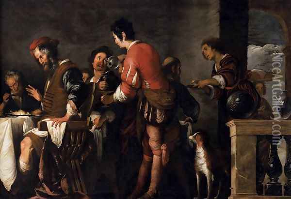 Banquet at the House of Simon (detail 1) Oil Painting - Bernardo Strozzi
