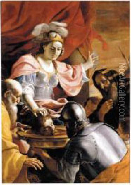 Queen Tomyris Receiving The Head Of Cyrus, King Of Persia Oil Painting - Mattia Preti