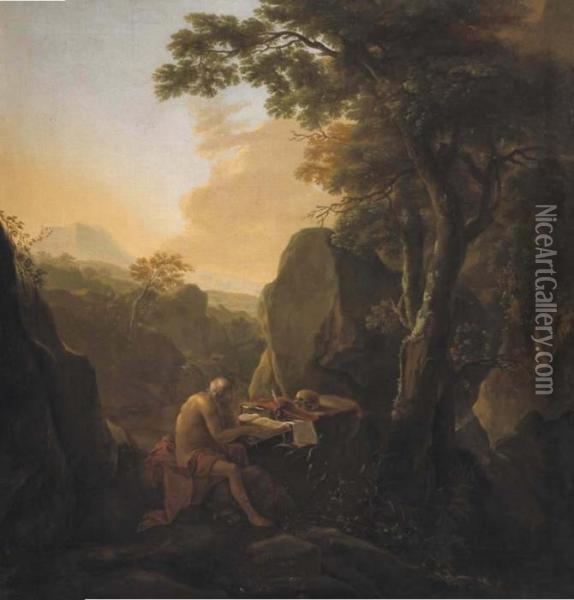San Girolamo In Meditazione In Un Paesaggio Boschivo Oil Painting - Herman Van Swanevelt