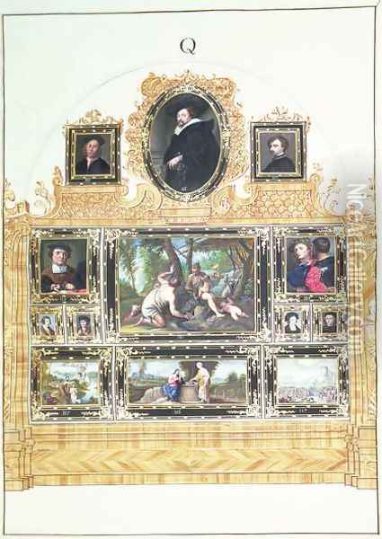 Book I f.Q Painted Inventory of Emperor Charles VIs Collection in the Stallburg, Vienna, 1720-30 Oil Painting - Ferdinand Storffer or Astorffer