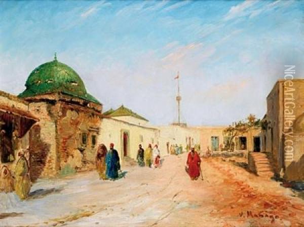 Scene De Rue A Tunis Oil Painting - Vincent Manago