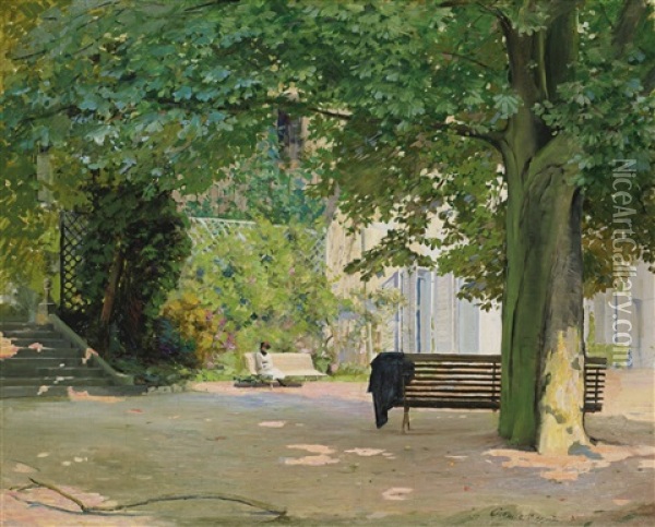 Scene Dans Un Jardin Oil Painting - Camille Martin