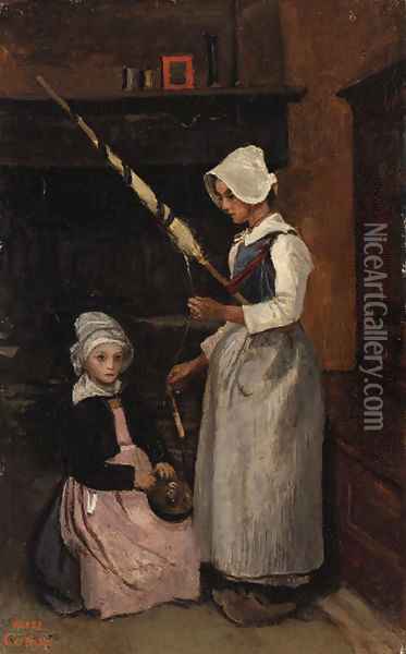 Paysannes du Mur Oil Painting - Jean-Baptiste-Camille Corot