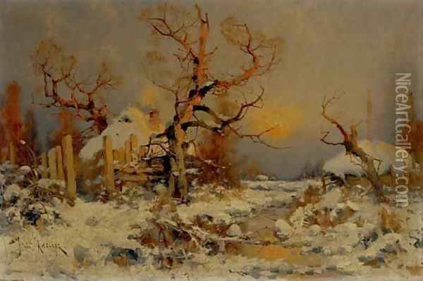 Winter Landscape Oil Painting - Yulii Yulevich (Julius)