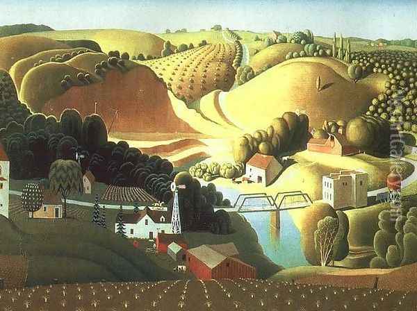 Stone City Oil Painting - Grant Wood